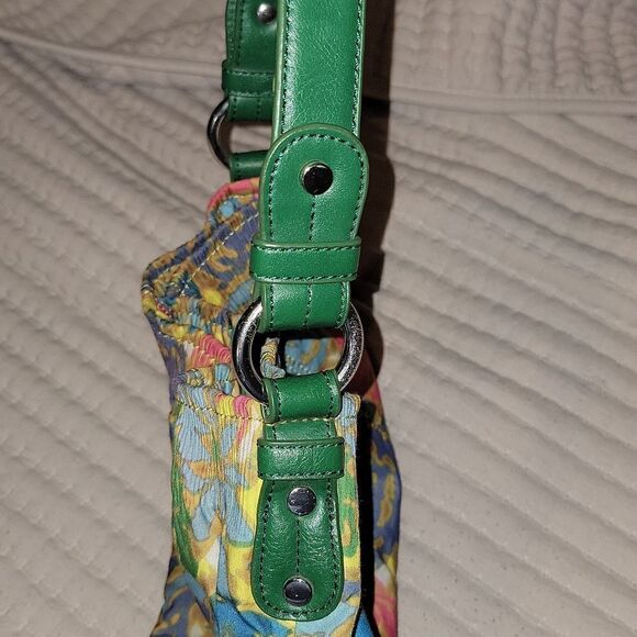 Nine West Boho Cloth Purse Leather Strap Handbag - Picture 6 of 13